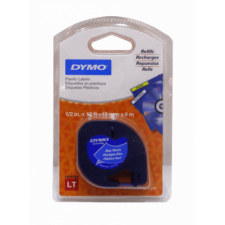 Etiqueta basica 9-12mm DYMO 91335 91335 -DYMO Negro sobre Azul 12mm x 4mt Etiqueta Plastica Letratag