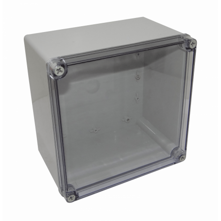 Caja Gabinete Plastico TIBOX TJ-AT-2020 TJ-AT-2020 -TIBOX 200x200x130mm Tapa-Transparente Caja-Gris Plastica IP66 RoHS