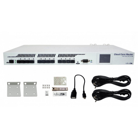 Switch SFP Cobre/Fibra Mikrotik CCR1016-12S-1S+ CCR1016-12S-1S+ MIKROTIK 16-1.2G 1-SFP+10G 12-SFP USB RS232-DB9 inc/S-RJ01 2-...