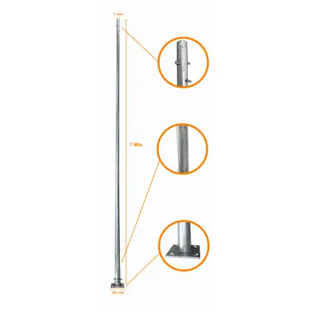 Poste autosoportado Otras Marcas POSTEC-7M POSTEC-7M Poste Conico 7mt 3mm Base-260x260x12mm no-inc-Canastillo Cono-140/60mm