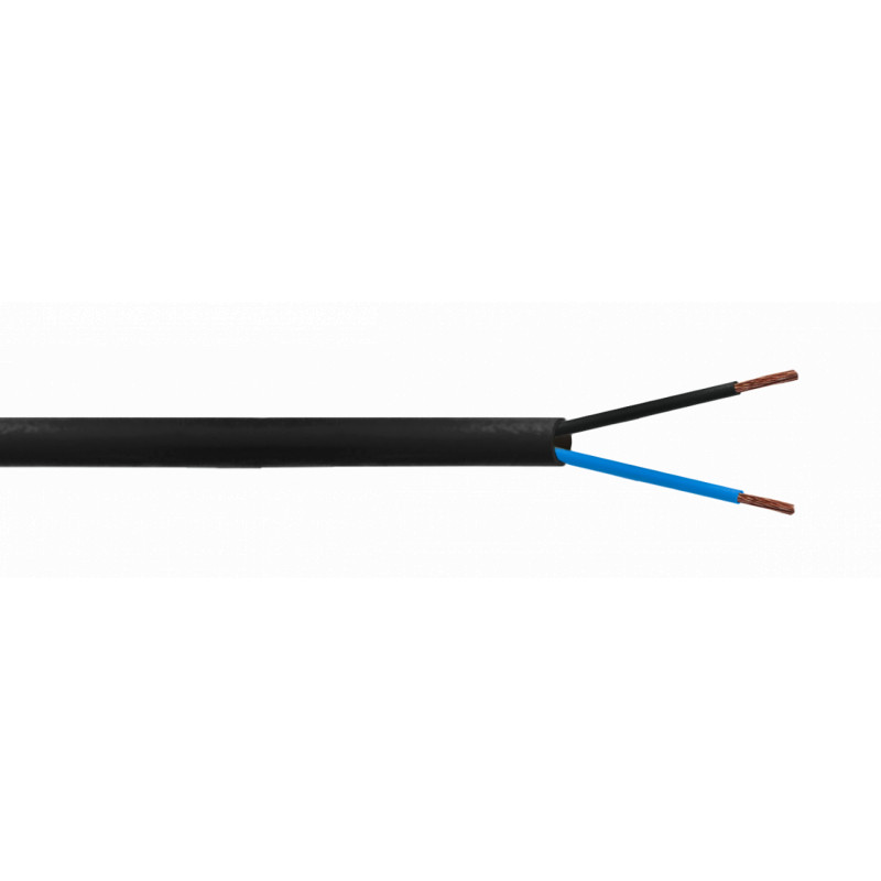 Cable al corte metros Manguera 2X1,5 mm Negro. FLEXIBLE PVC RV-K 0,6/1KV  -CPR