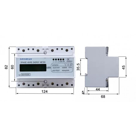 Remarcador / Sensor Generico TRIMETER-201 Medidor Trifasico 3x220/380V Volt Ampere Watt 50Hz RielDin