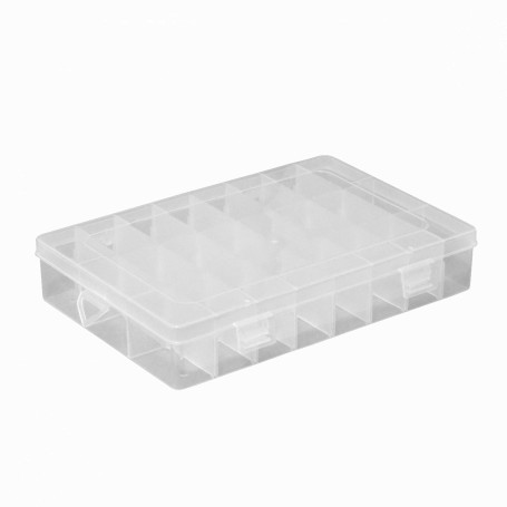Gaveta/Caja Plastica Generico PLA-224 PLA-224 Caja c/Tapa 190x125x35mm Transparente Organizadora 24-Modular