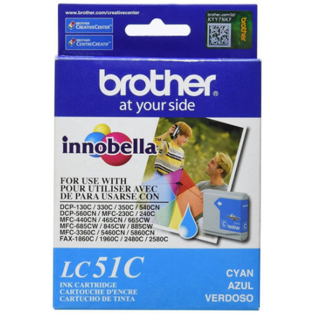 Tintas y Toner Brother LC51C brother lc51c - cyan- original - cartucho de tinta - para brother dcp-130 330 350 mfc-230 240 33...