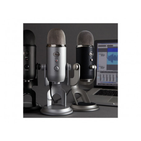 Microfonos Logitech 988-000103 Micrófono USB Blue Yeti, Grabación y transmisión en PC y Mac, Plug & Play, Silver