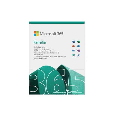 App. de negocio / Oficina Microsoft 6GQ-00088 MICROSOFT 365 FAMILIA 32/64B ALL LANG FORMATO DESCARGABLE