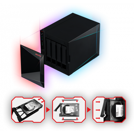 ASUSTOR AS6204RS Server NAS Rack 4 Baie – Celeron Quad Core 1.6GHz, 4GB RAM, 4xGbE, HDMI
