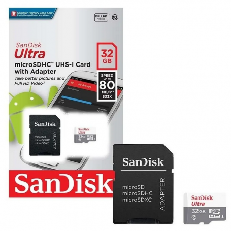 Memoria Flash y acc SanDisk SDSQUNR-032G-CN3MA SDSQUNR-032G-CN3MA Tarjeta MicroSD SanDisk Ultra de 32GB microSDXC UHS-I Class 10