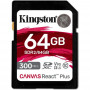 Memoria Flash y acc Kingston SDR2/64GB Kingston Canvas React Plus - Tarjeta de memoria flash - 64 GB - Video Class V90  UHS-I...