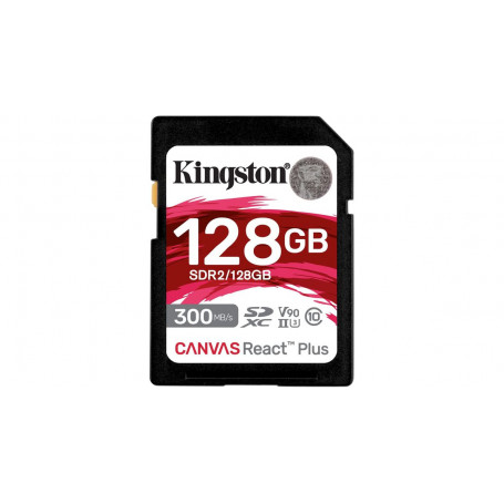 Memoria Flash y acc Kingston SDR2/128GB Kingston Canvas React Plus - Tarjeta de memoria flash - 128 GB - Video Class V90  UHS...
