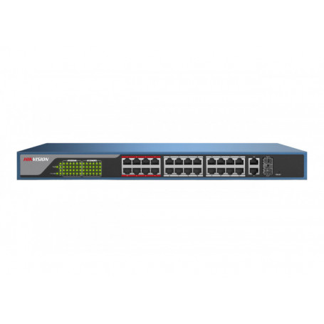 Switch no administrable POE HIKVISION DS-3E1326P-EI HIK Switch Smart 24 x 10/100 POE 300m + 2 SFP 370W