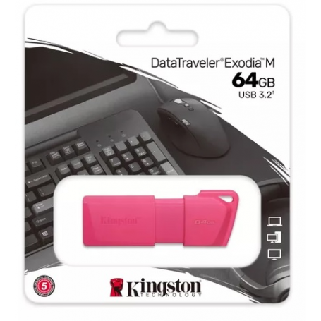 Memoria Flash y acc Kingston KC-U2L64-7LN Kingston - USB flash drive - USB 3 2 Gen 1 - NEON PINK