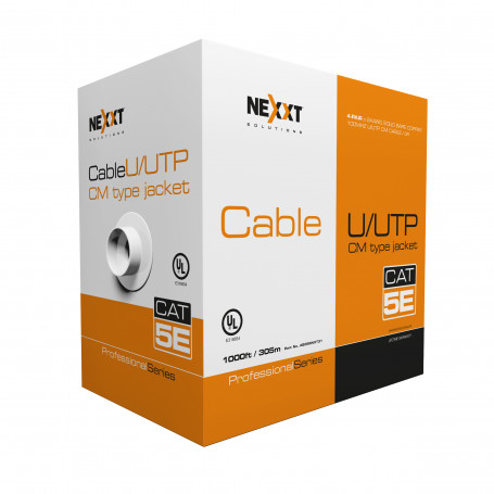 Unif. cat5e cobre NEXXT AB355NXT31 Nexxt Solutions Infrastructure - Bulk cable - UTP - 305 m RJ-45 - Gray - Cat5e 4P 25AWG CM