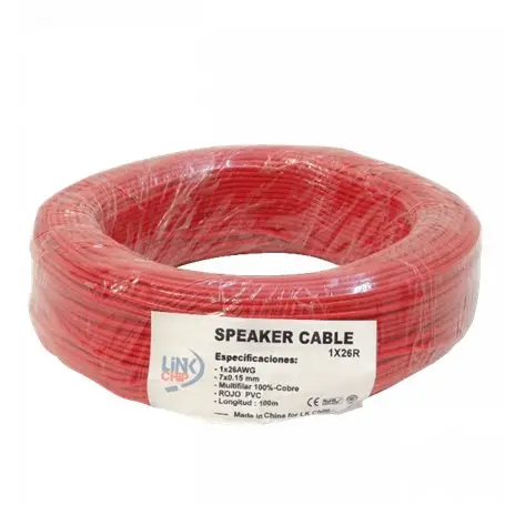 Conductor 0,1-0,9mm2 Otras Marcas 1X26R 1X26R Rojo 1x26awg Cobre 0,13mm2 100mt Cable Conductor Aislado PVC 7x0,15mm