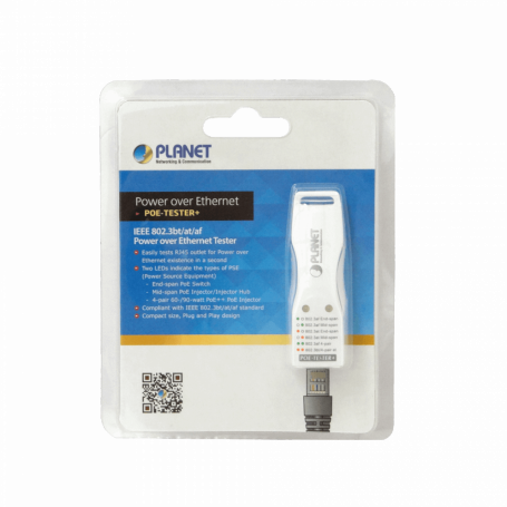 Tester Red PLANET POE-TESTER+ POE-TESTER+ PLANET Probador Tester PoE++ af/at Indicador MID-SPAN END-SPAN 1-RJ45