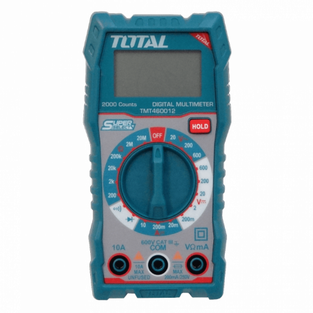 Tester TOTAL TOOLS MULTITESTER MULTITESTER TOTAL Multitester Digital req-2xAAA 600VDC 600VAC CATIII 10A TMT460012