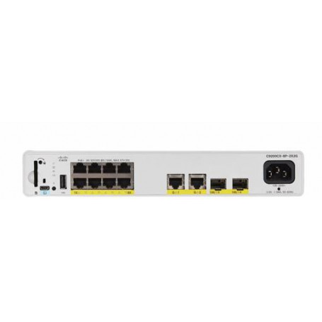 Admin 8-12 PoE Cisco C9200CX-8P-2X2G-E Cisco Catalyst 9200CX - Network Essentials - conmutador - compacto - L3 - Gestionado -...