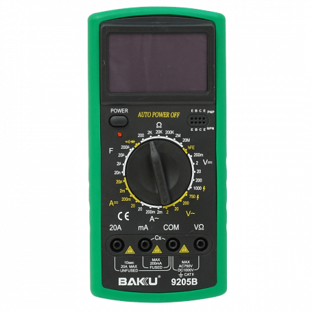 Tester Otras Marcas MULTI-1 MULTI-1 BAKU Multitester Digital inc-Bateria9V 1000VDC 750VAC 10A BK-9205B