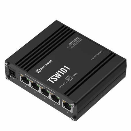 Switch no administrable POE Teltonika TSW101 TSW101 Switch Industrial Teltonika – 5 Puertos Gigabit con PoE