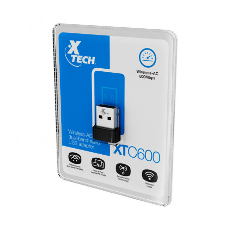 USB wifi Xtech XTC-600 Xtech - Network adapter - USB 2 0 - Wless AC DBand 600Mbps XTC-600