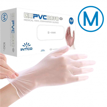 Guantes Otras Marcas GUANTEM GUANTEM 100-unids Talla-M 50-pares Guante PVC Blanco Desechable Medium Mediano