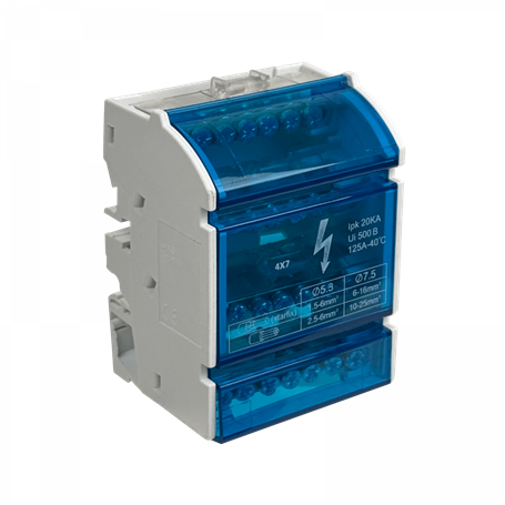 Regleta Electrica / Protob Otras Marcas REPA-28 REPA-28 4x7-Polos Repartidor Tetrapolar 125A 40grado-C 500V 1,5-25mm2 ipk 20KA