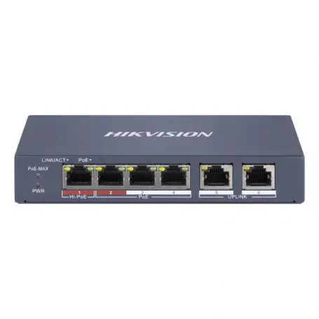 Admin 4-6 PoE HIKVISION DS-3E1106HP-EI Hikvision - Switch - Fast Ethernet - 4