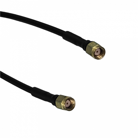 Cable coax armado ALGCOM 2RR 2RR 50cm RPSMA-Macho RPSMA-M SM141 2-Cables Coaxiales Negros Rigidos 0,5mt