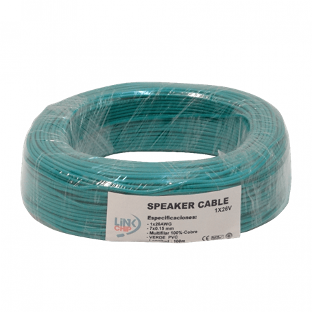 Conductor 0,1-0,9mm2 Otras Marcas 1X26V 1X26V Verde 1x26awg Cobre 0,13mm2 100mt Cable Conductor Aislado PVC 7x0,15mm