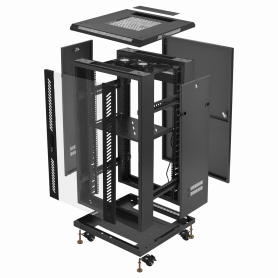 Rack Cerrado 18 a 45U Linkmade RK22-6LD RK22-6LD LINKMADE Desarmado 22U Vidrio 600mm 60cm-Fondo Rack Turbina PDU