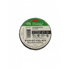 Aislante adhesivo / termo 3M company TEMFLEX-09 TEMFLEX-09 3M 9mt 175 Negra Cinta Aisladora PVC 19mm 0,177mm 600V -7ºC a 90ºC