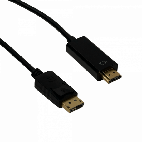 DisplayPort/MiniDP/USB-C GENERICO DPHDMI-2MM DPHDMI-2MM DisplayPort-M HDMI-M 1,8mt 180cm Cable Macho-Macho Negro