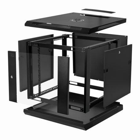 Rack Cerrado 2U a 15U Linkmade RK09-6LD RK09-6LD LINKMADE 60cm-Fondo 9U Gabinete Rack Pared Negro Desarmado inc-M6-2U