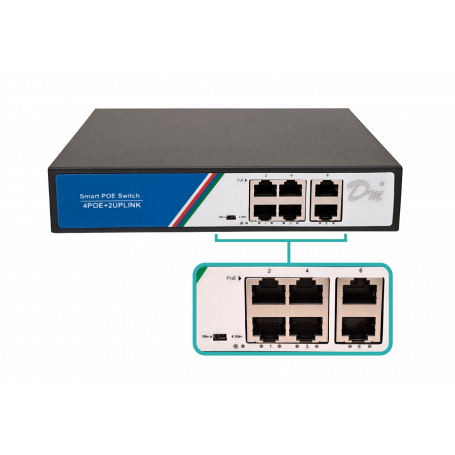 Switch no administrable POE OTRAS MARCAS POE-SWITCH-4 POE-SWITCH-4 Switch 4-100-PoE-af 2-100 100-40VAC 78W C13 ZX-G0402FN