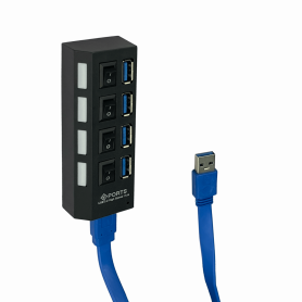 m/PCI/e USB RS232 OTRAS MARCAS HUB4-30 HUB4-30 HUB 4-Puertos USB3.0 1-AM 4-AH Switch Independiente inc-Cable USB