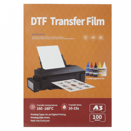 Impresora Tinta GENERICO DTF-A3 DTF-A3 DTF Printing Film 100-hojas A3 297x420mm para estampado en tela