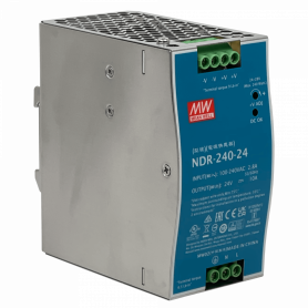 Fuente poder/Poe MEANWELL NDR-240-24 NDR-240-24 MEANWELL 24VDC 240W 10A ajust/24-28V Ancho-63mm Riel-DIN Fuente Poder