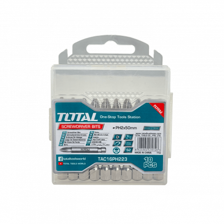 Atornillador TOTAL TOOLS SET-10PH2 SET-10PH2 TOTAL Set Punta Phillips PH2 Simple 10piezas PH2x50mm TAC16PH223