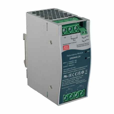 Fuente poder/Poe MEANWELL DRDN40-24 DRDN40-24 MEANWELL 24VDC 40A Redundante Anch-55mm Riel-DIN 19-29VDC Fuente Poder