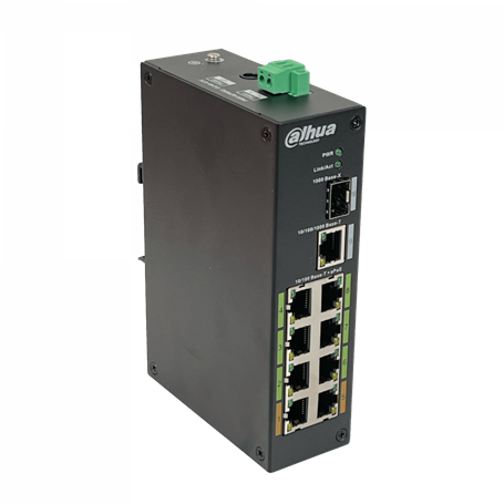 Industrial poe Dahua LR2110-8ET LR2110-8ET DAHUA Switch 8-100-Poe++af/at/bt 1-1000 1-SFP 120W-tot RielDin inc-54V