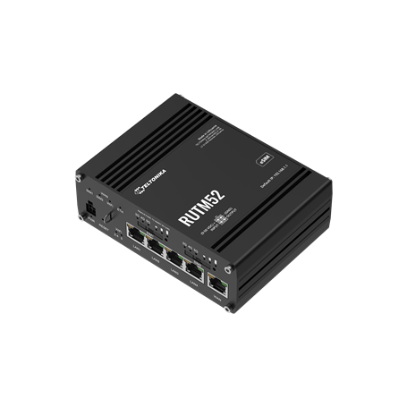 Internet 4G Teltonika RUTM52 Router Industrial Teltonika RUTM52, 5G Dual SIM, Wi-Fi 5, 4 Puertos Ethernet