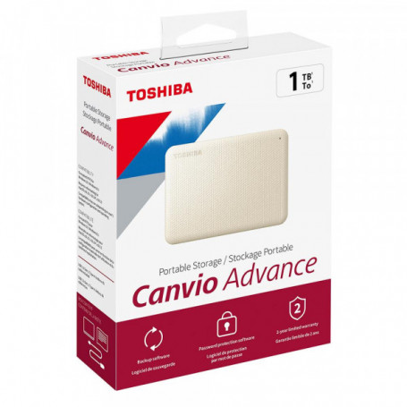 Discos duros Externos Toshiba HDTCA10XW3AA Disco Portátil Toshiba Canvio Advance de 1TB, USB 3.0, Mac/PC, Blanco