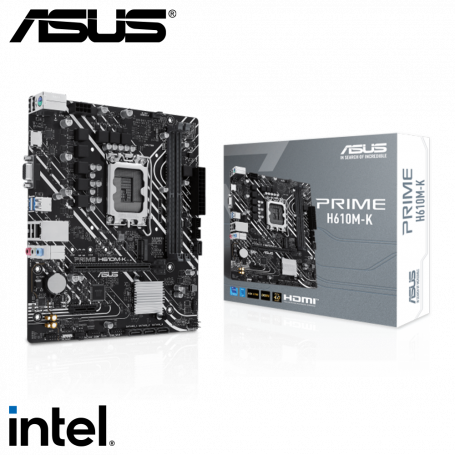 Placas Madre ASUS PRIME H610M-K ASUS - PRIME H610M-K D4 - Motherboard - Micro ATX - LGA1700 Socket - Intel H610 - para Core i...