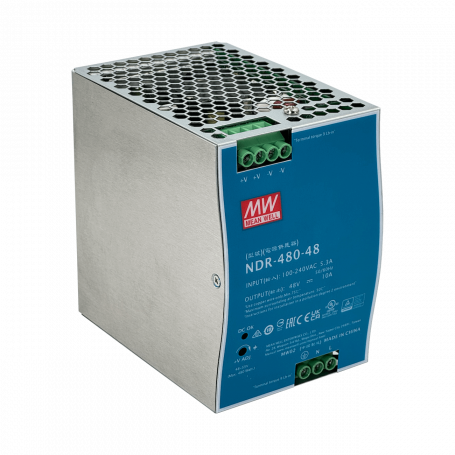 Transformador 30V 48V 57V Meanwell NDR-480-48 NDR-480-48 MEANWELL 48VDC 480W 10A ajust/48-55V Ancho-86mm Riel-DIN Fuente Poder