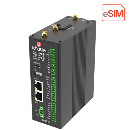 Robustel EG3120E Gateway Industrial LTE eSIM con Edge Computing y Wi-Fi 6