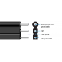 Monomodo Cable 1-10 Fibras Fibra CFSQ2N CFSQ2N 1km LSZH 2-Fibra-SM-G652D 1-Portante 2-FRP Cable Negro Fibra Drop