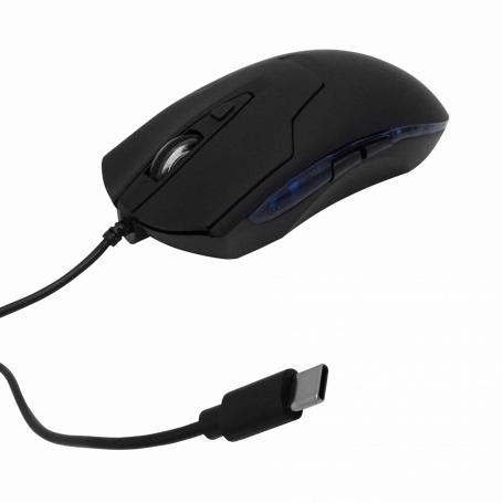 Mouse Type-C Cableado-135cm Negro Raton Clic-Silencioso