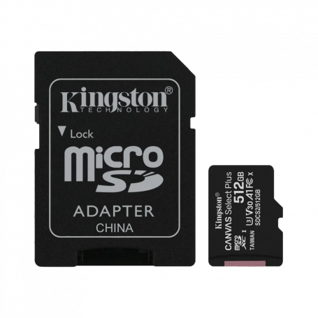 KINGSTON 512GB MicroSD c/Adaptador-SD 100/85mb/s Class10 UHS-I U3 V30