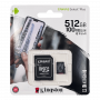 KINGSTON 512GB MicroSD c/Adaptador-SD 100/85mb/s Class10 UHS-I U3 V30