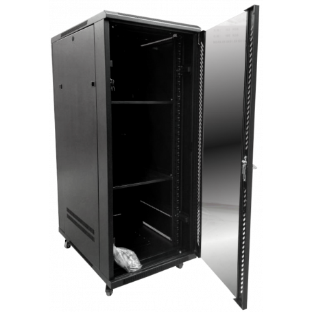 Kit montaje de regleta rack 19” de fijación vertical en armario de  transporte blanco